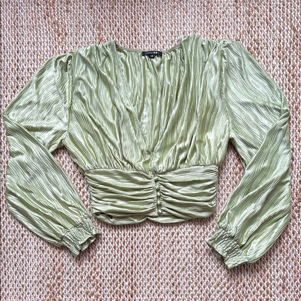 Green Ruched Women's Top